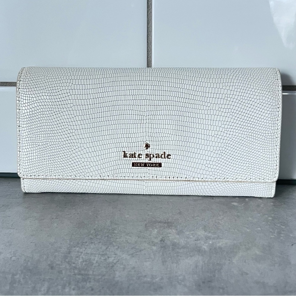 KATE Spade Jean Long Wallet Reptile Embossed Leather